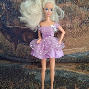1976 Barbie Doll with Purple Mini Dress and Heels Blonde Hair Blue Eyes